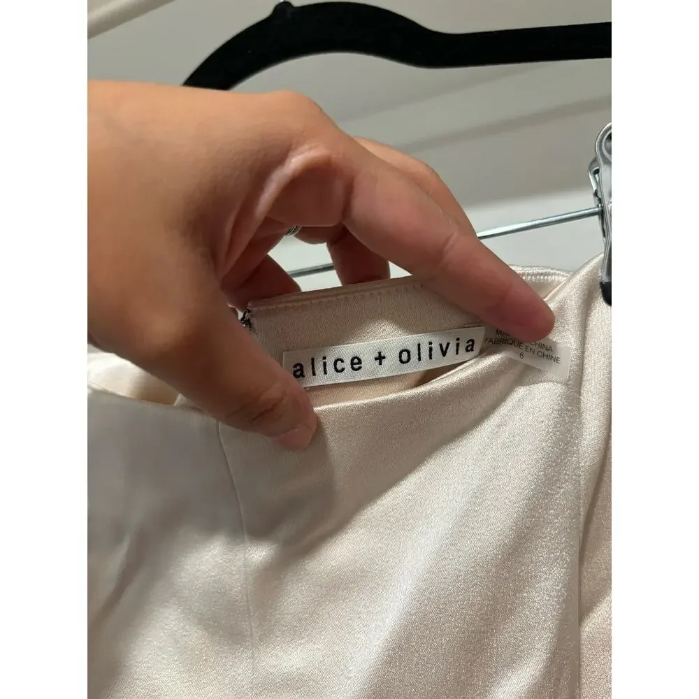 ALICE + OLIVIA JESSIE SLIM PANT in Champagne Sz 6 - Picture 8 of 13